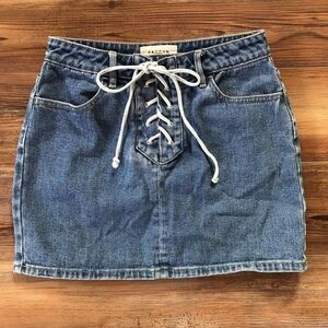 PacSun Blue Lace-Up Denim Mini Skirt Women's Size 26 Inch Waist